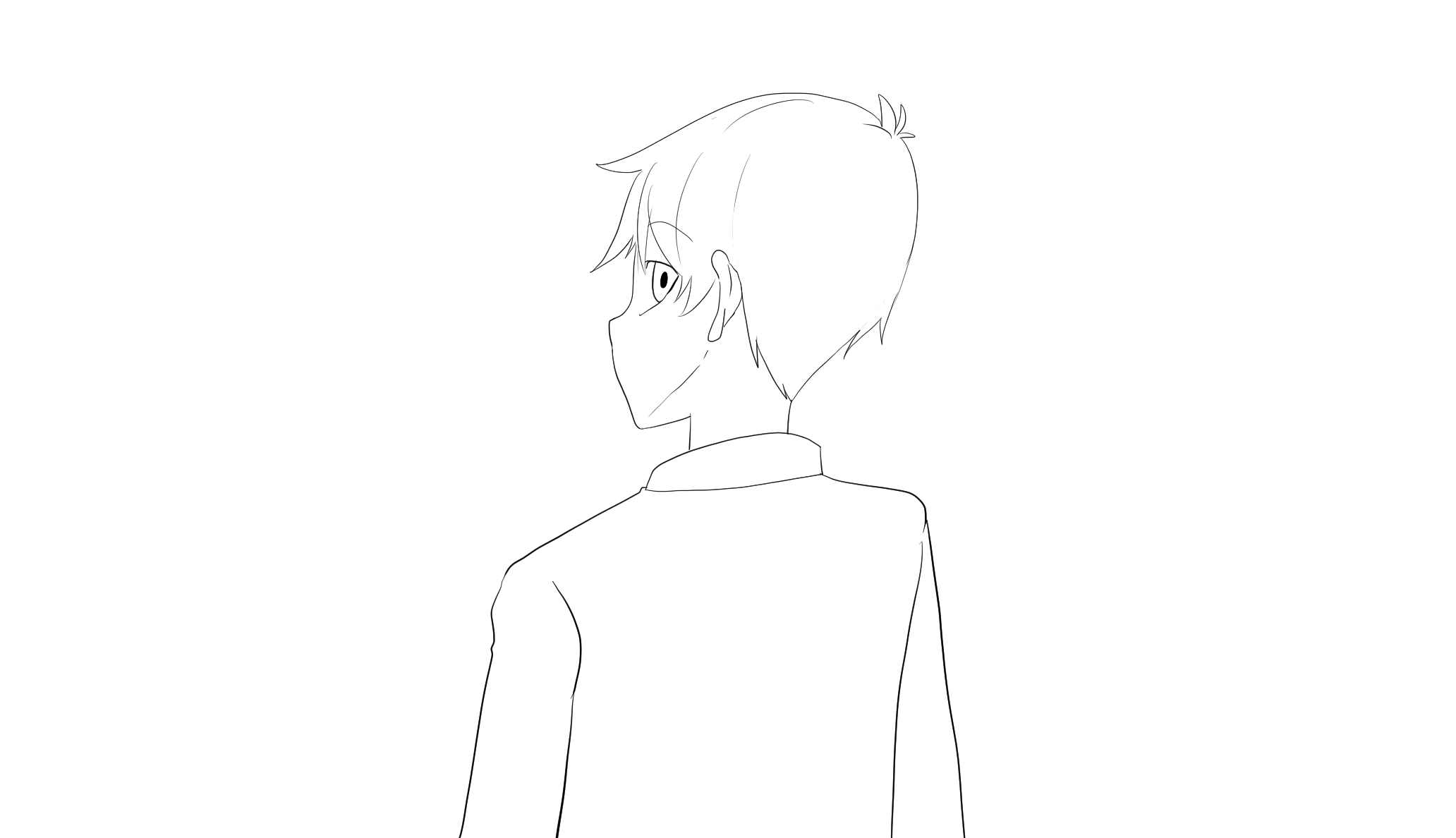 Turn keyframe 2: glancing over the shoulder